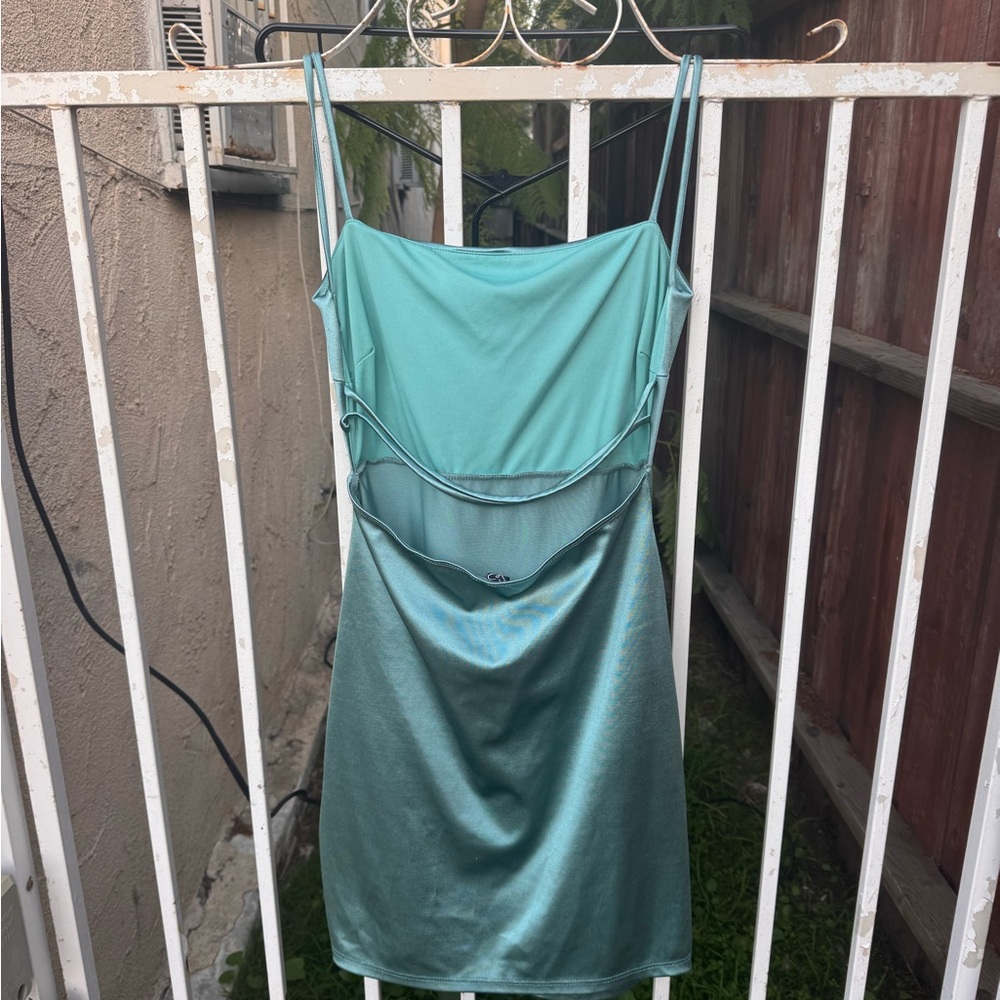 Windsor Teal Satin Mini Dress